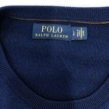 Polo by Ralph Lauren ポロ ラルフローレン ウール シルク ニット セーター ワンポイント ブルー (メンズ L) 中古 古着 Q7048_画像4