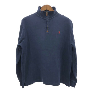 Polo by Ralph Lauren ポロ ラルフローレン ハーフジップ ドライバーズニット セーター ネイビー (メンズ L) 中古 古着 Q7075