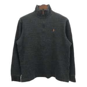 Polo by Ralph Lauren ポロ ラルフローレン ハーフジップ ドライバーズニット セーター ワンポイント グレー (メンズ L) 中古 古着 Q7144