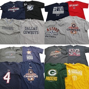 古着卸 まとめ売り プロチーム 半袖Tシャツ 16枚セット (メンズ XL ) MLB NFL NBA 英字ロゴ イエロー レッド MS9674 1円スタート