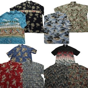  old clothes . set sale Pierre Cardin aloha shirt short sleeves shirt 10 pieces set ( men's XL ) black body leaf pattern MS8440 1 jpy start 