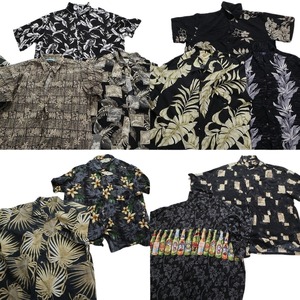  old clothes . set sale black body aloha shirt short sleeves shirt 10 pieces set ( men's 2XL /3XL /5XL ) color MIX MS8526 1 jpy start 