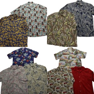  old clothes . set sale aloha shirt short sleeves shirt material MIX 10 pieces set ( men's XL /2XL ) box Silhouette MS8588 1 jpy start 