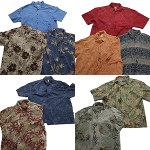  old clothes . set sale silk series aloha shirt short sleeves shirt 10 pieces set ( men's XL ). collar shirt box Silhouette MS8707 1 jpy start 