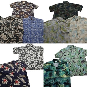  old clothes . set sale aloha shirt short sleeves shirt 10 pieces set ( men's 2XL ) color MIX. collar shirt box Silhouette MS8722 1 jpy start 