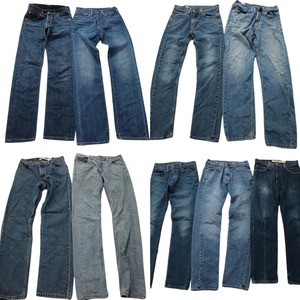  б/у одежда . продажа комплектом Levi's 505 Denim брюки 9 шт. комплект ( мужской W30 /W29 /W27 ) индиго голубой casual MS9056 1 иен старт 