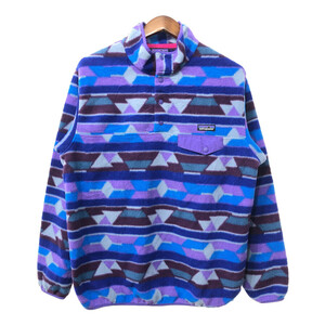 patagonia パタゴニア SYNCHILLA シンチラ スナップT フリースジャケット アウトドア 総柄 ブルー (レディース XL) 中古 古着 Q5279