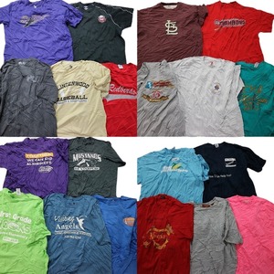 古着卸 まとめ売り カラーmix プリント 半袖Tシャツ 20枚セット (メンズ XL ) カレッジ風 英字ロゴ ワンポイントロゴ 無地 MT1345
