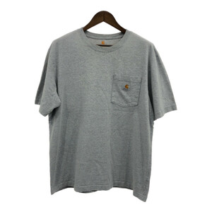 Carhartt カーハート ポケット 半袖Ｔシャツ ワンポイント ライトグレー (メンズ L) 中古 古着 Q7407