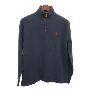 Polo by Ralph Lauren ポロ ラルフローレン ハーフジップ ドライバーズニット セーター ワンポイント ネイビー (メンズ M) 中古 古着 Q7452