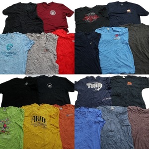 古着卸 まとめ売り カラーmix プリント 半袖Tシャツ 20枚セット (メンズ 2XL ) ワンポイント 英字ロゴ カジュアル MT0145 1円スタート