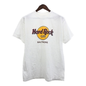 Hard Rock Cafe ハードロックカフェ ボルティモア 半袖Ｔシャツ ロゴ ホワイト (メンズ LARGE) 中古 古着 Q7949