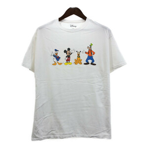 Disney ディズニー ミッキー&フレンズ 半袖Ｔシャツ アニメT キャラクター ホワイト (メンズ XL) 中古 古着 Q8084