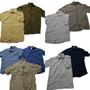古着卸 まとめ売り 無地系 半袖シャツ 9枚セット (メンズ S /M ) 素材MIX カラー系 アースカラー MT2570