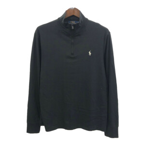 Polo by Ralph Lauren ポロ ラルフローレン ハーフジップ プルオーバー ワンポイント ブラック (メンズ L) 中古 古着 Q8132