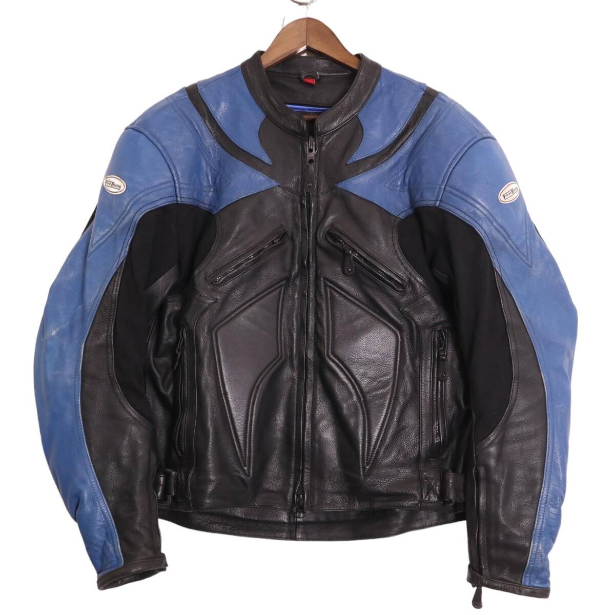 FIRST RACING Thinsulate シンサレート レザー レーシングジャケット バイクウェア ブラック (メンズ M) 中古 古着 A0053