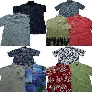  old clothes . set sale polyester series aloha shirt short sleeves shirt 11 pieces set ( men's S /M ). collar shirt box MS8551 1 jpy start 
