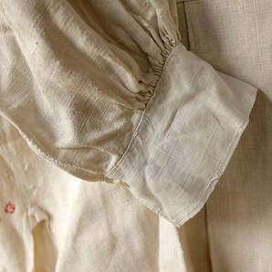 1900's フランス ヴィンテージ シャンブルリネンスモックシャツ アンティークリネン 10s 20s ワークジャケットの画像5