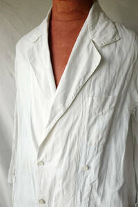 1930's France Vintage double breast linen Work coat 30s Work jacket French Vintage 
