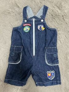  Miki House Denim overall 90 centimeter bottoms Kids baby clothes man child clothes badge pchi- kun MIKIHOUSE