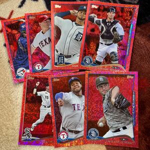 Topps 2014 MLBトレーディングカード レッドパラレルカード7枚セット　キラ加工