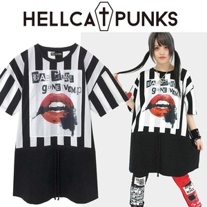 【 HELLCATPUNKS 】ストライプ切り替えビッグTシャツ ヘルキャット パンクス ワンピース