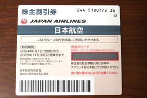 日本航空 JAL 株主割引券 株主優待 1枚 2025年11月30日迄