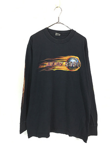 古着 90s USA製 DAYRONA BEACH 2000 BIKE WEEK ファイヤー パターン 長袖 Tシャツ ロンT L 古着