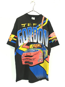 古着 90s USA製 Jeff Gordon レーシング グラフィック オールオーバー Tシャツ M 古着