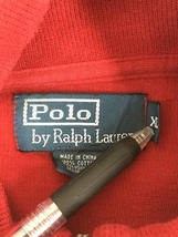 古着 Polo Ralph Lauren ワンポイント ハーフジップ 裾リブなし ハイゲージ コットン ニット セーター 赤 XL 古着_画像7