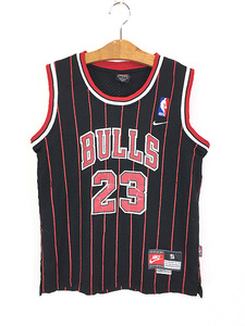 キッズ 古着 NIKE製 NBA Chicago BULLS ブルズ No23 「JORDAN」 ストライプ メッシュ タンクトップ S 14歳以上位 古着