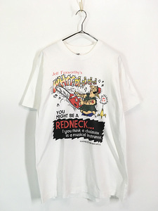 古着 90s Club Red 「Jeff Foxworthy's WHYY Di Di Di Di」 チェーンソー ポップ アート Tシャツ L