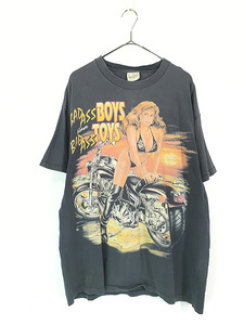 古着 90s USA製 バイク 美女 イーグル V2 エンジン 豪華 プリント Tシャツ XL 古着