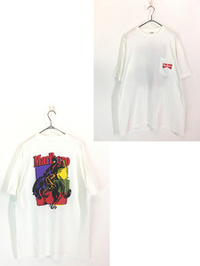 古着 90s USA製 Marlboro マルボロ カウボーイ ビビッド アート ポケット Tシャツ ポケT XL 古着