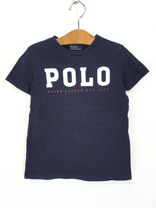 キッズ 古着 90s Polo Ralph Lauren 「POLO」 BIG ロゴ プリント Tシャツ 5歳位 古着