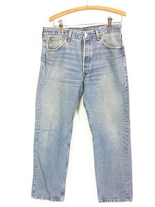 古着 00s USA製 Levi's 501-0801 ヒゲ 縦落ち ブルー デニム パンツ ジーンズ ストレート W33 L29.5