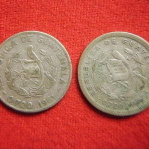 ♭世界の銀貨 REPUBLICA DE GUATEMALA 10 CENTAVOS (.720 silver) ８枚一括 外径約20.35㎜～ 総量目約25.33g 中古並品～の画像7