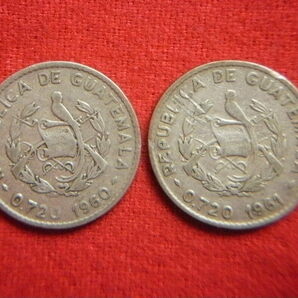 ♭世界の銀貨 REPUBLICA DE GUATEMALA 10 CENTAVOS (.720 silver) ８枚一括 外径約20.35㎜～ 総量目約25.33g 中古並品～の画像9