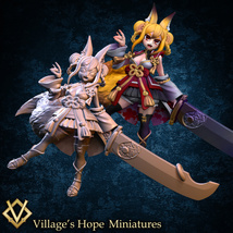 VillageHope six sword demon crazy fox girl（プレーンベース）3Dプリント ミニチュア D＆D TRPG_画像3