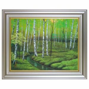 Art hand Auction Birch Forest by Akira Harada, P10, Japanese painting, reproduction, framed, hand-colored, landscape painting, nature, white birch, good luck art, UK1116, Painting, Japanese painting, Landscape, Wind and moon