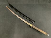 最高級居合刀 宮本武蔵拵え 刃渡り約70.5cm 全長約104cm 重量約1066g 大刀 武蔵巻 鯰目貫 古鉄 本格 薄刃 樋入り日本刀 模造刀/現状渡し_画像1