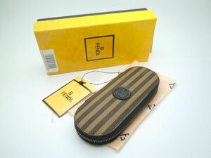 1000円スタート キーケース FENDI フェンディ ペカン 2556-11417-068 BREVET MADE IN ITALY 8連 ストライプ 付属品有 鍵入れ 雑貨 4 E①801