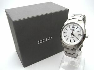 1000円スタート 腕時計 SEIKO セイコー BRIGHTZ ブライツ 7B24-0BH0 電波ソーラー ホワイト文字盤 シルバー デイト ラウンド 4 F①931