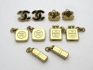 1000円スタート ピアス&トップのみ 計5点 CHANEL シャネル ココマーク 02P/スクエア/香水瓶 No5モチーフ アクセサリー 装飾品 4 F60053