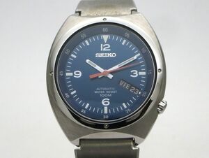 1000円スタート 腕時計 SEIKO セイコー 7S26-0120 自動巻 AT 100M防水 デイデイト 3針 ブルー系文字盤 ラウンド メンズ 付属品付 4 F60019