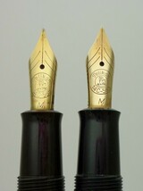 1000円スタート 万年筆2点 PELIKAN ペリカン ペン先14C-585 M刻印有 緑縞 グリーンストライプ/ブラウンマーブル インク瓶付 文房具 □A701_画像3