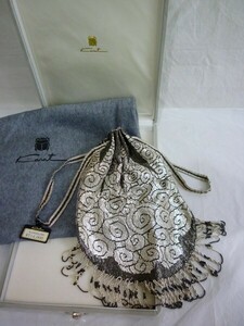 1000 jpy start beads bag Karat Cara to pouch silver × black metallic ruby z party bag box / accessory have lady's 4 F707
