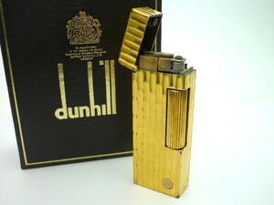 1000円スタート ガスライター dunhill ダンヒル ゴールドカラー 手彫風 ローラー 針無し 着火未確認 箱/ケース付 喫煙グッズ 雑貨 THO F735