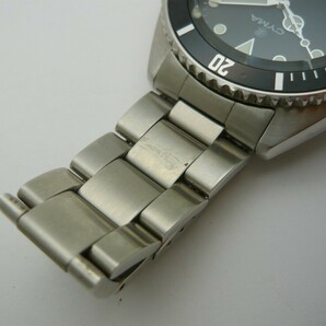 1000円スタート 腕時計 CYMA シーマ 9111 クォーツ QZ デイデイト ブラック文字盤 ダイバーズウォッチ200ｍ 純正ブレス メンズ 3 D10005の画像10