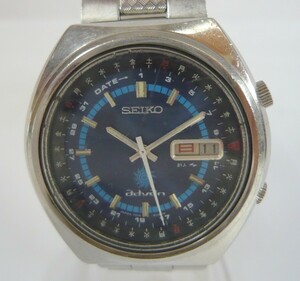 1000円スタート 腕時計 SEIKO セイコー adovan アドバン 7019-6050 自動巻 AT 万年/マンスリーカレンダー 青文字盤 ビンテージ 4 F10014